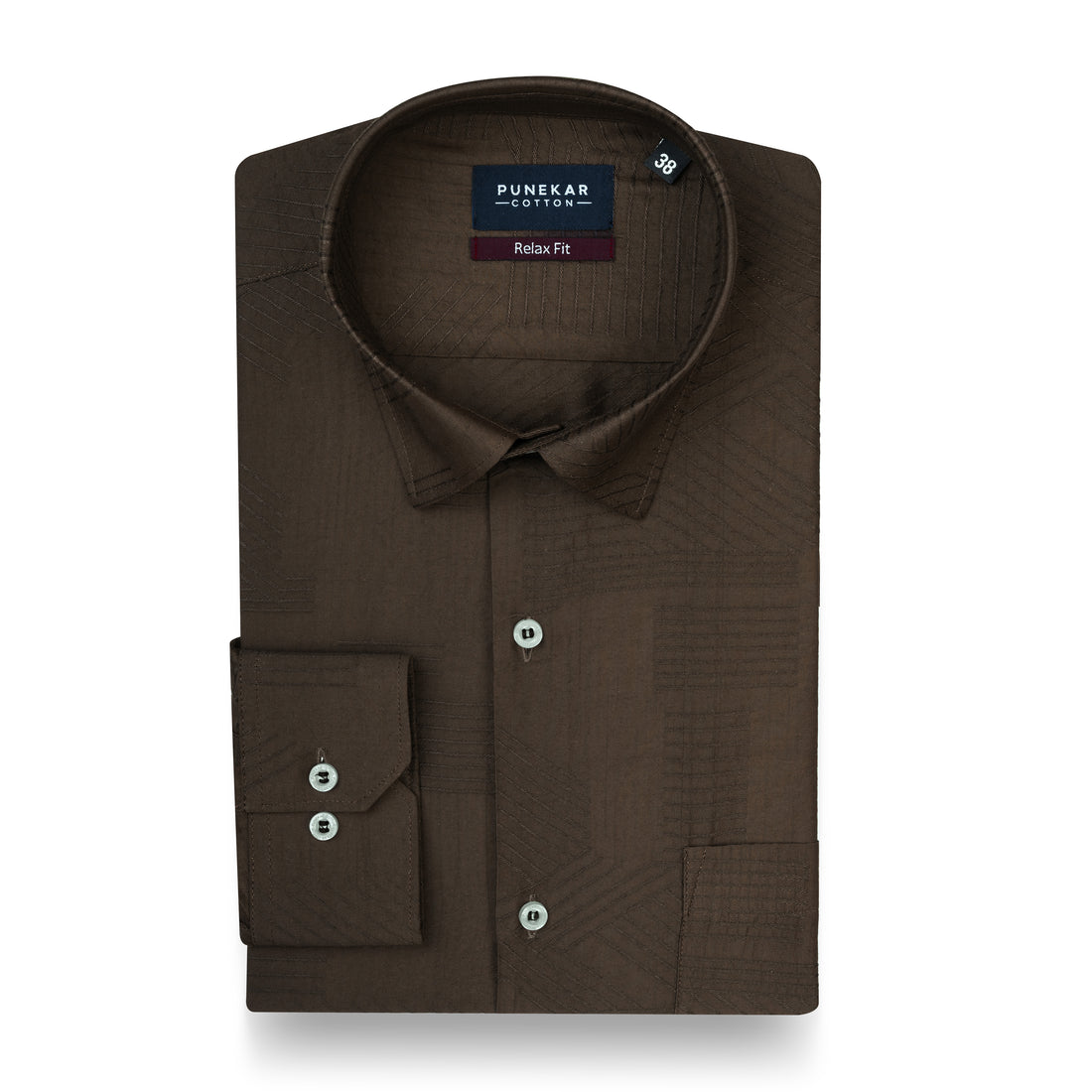 Dark Brown Colour Textured Stripe Jacquard Shirt for Men