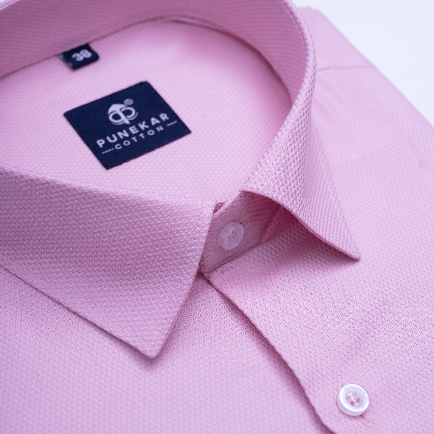 Powder Pink MattMini Textured Cotton Tencel Shirt For Men