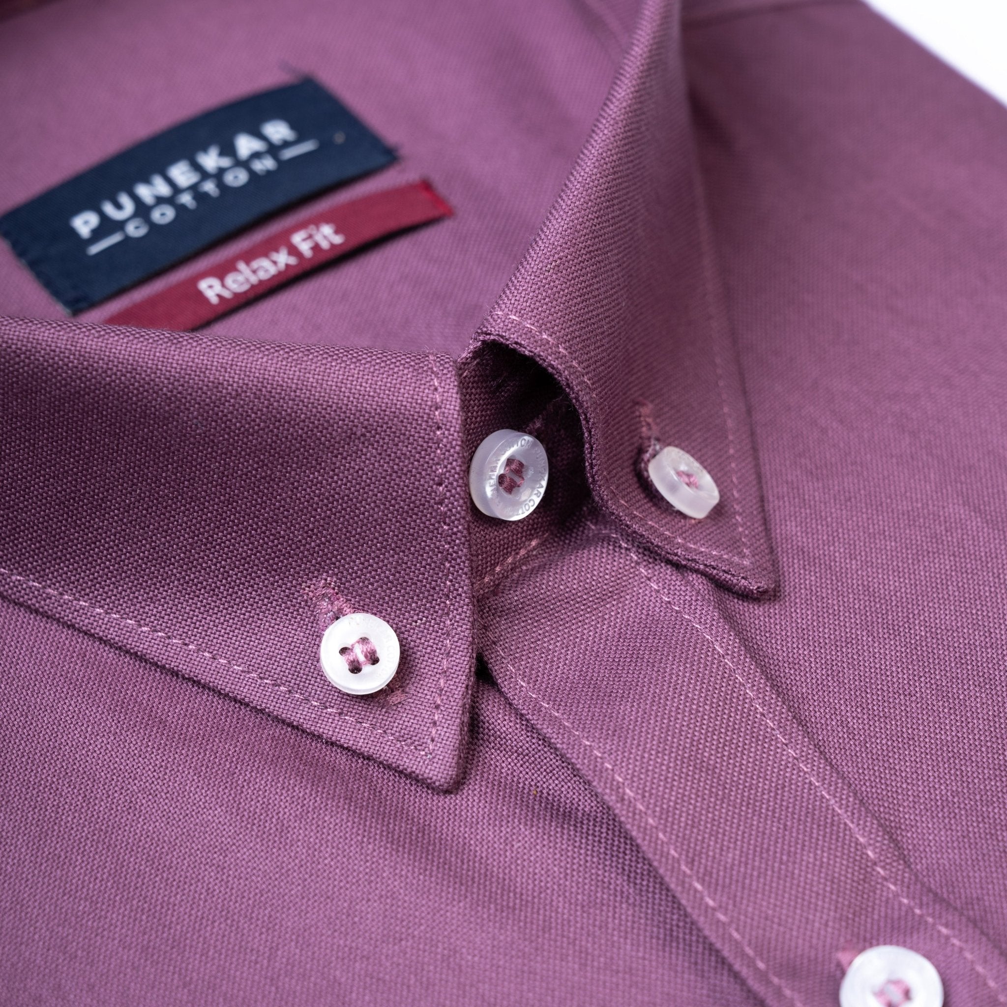 Dusky Purple Colour Cotton Oxford Button Down Collar Shirt For Men - Punekar Cotton