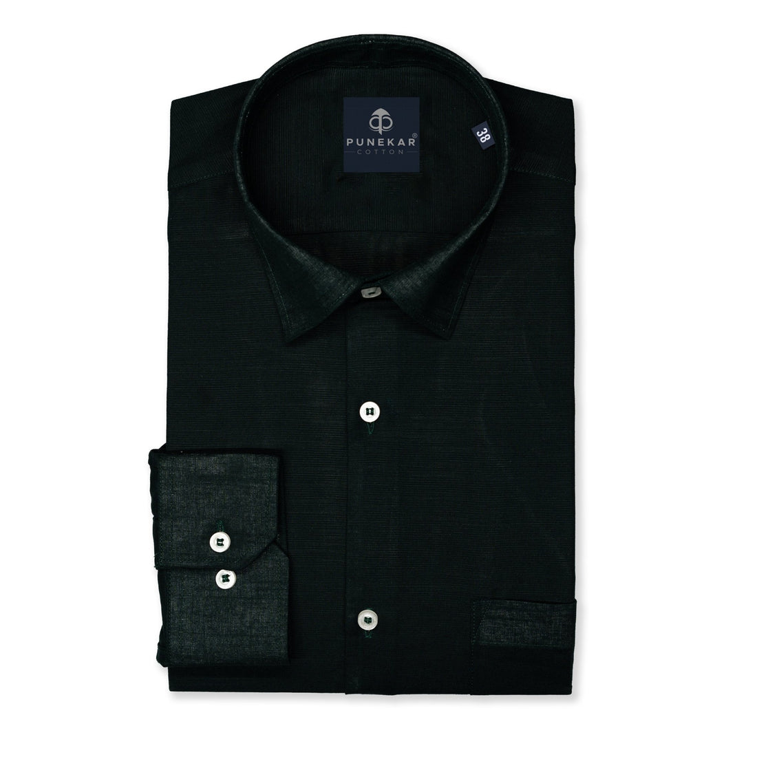 Forest Green Color Lining Texture Pure Cotton Shirt For Men - Punekar Cotton