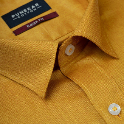 Golden Colour Signature Classic Oxford Shirt For Men - Punekar Cotton