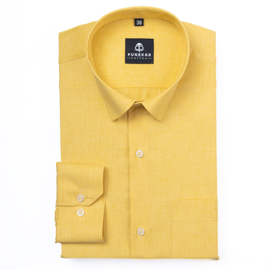 Golden Yellow Color Plain Pure Cotton For Men - Punekar Cotton