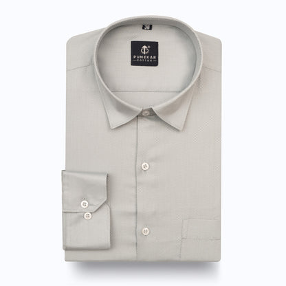 Grey Softweave Cotton Tencel Textured Shirt For Men