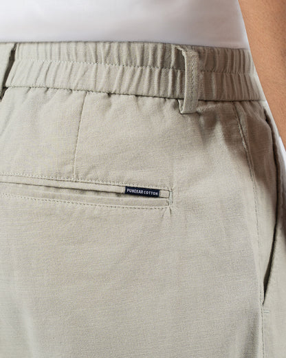 Grey Everyday Cotton Linen Straight-Fit Pants for Men