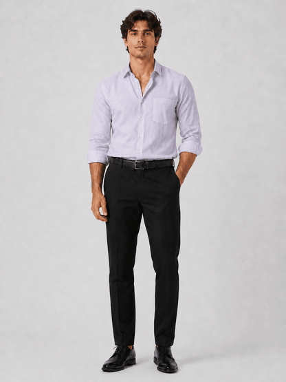 Lavender Color 60Lea Pure Linen Shirt For Men - Punekar Cotton