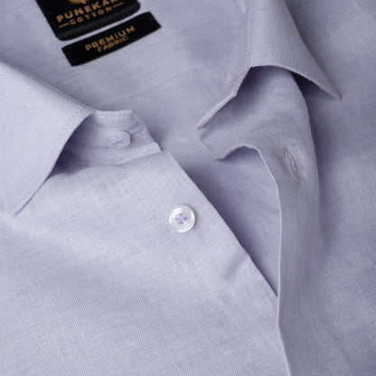 Lavender Color 60Lea Pure Linen Shirt For Men - Punekar Cotton