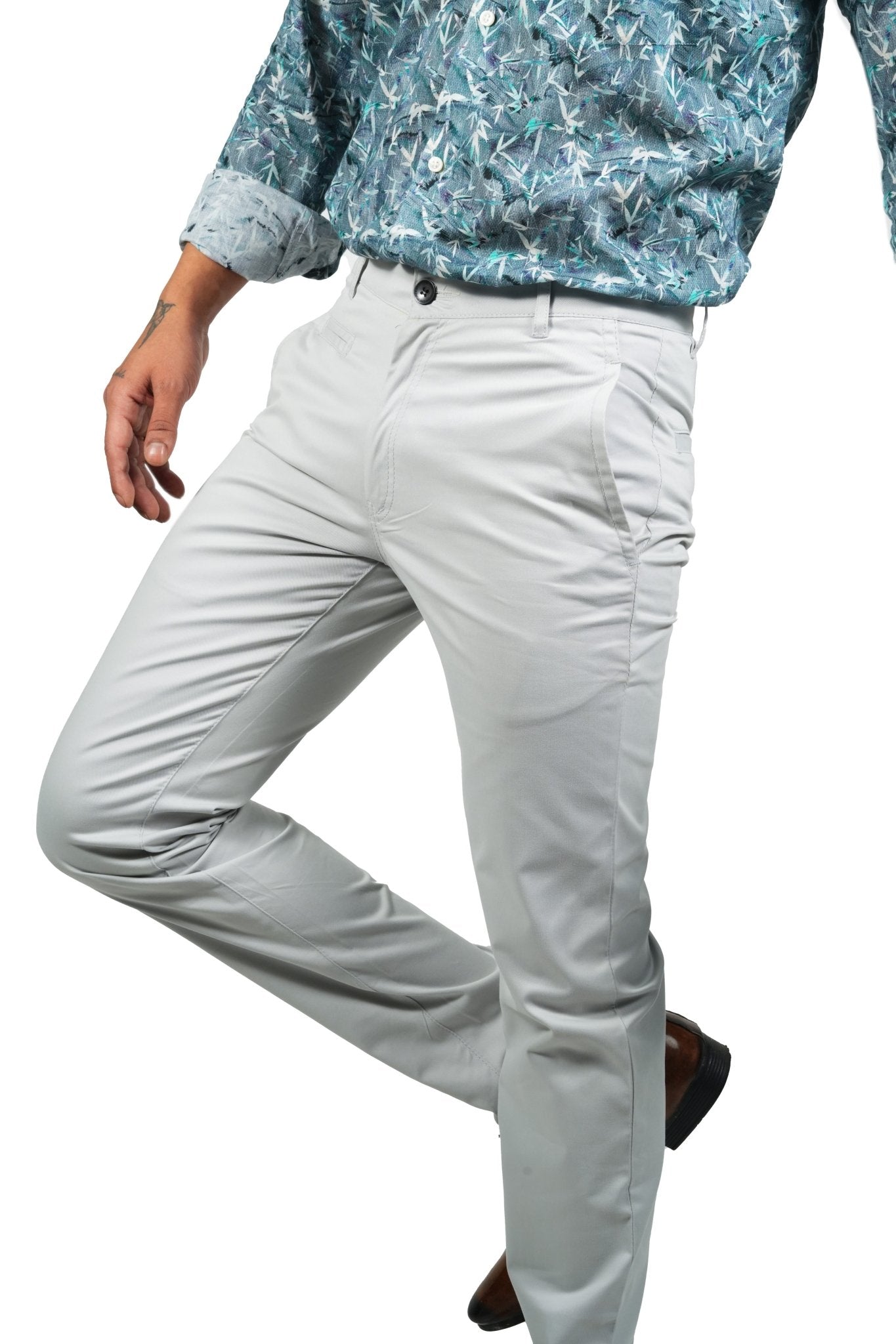 Light Grey Color Cotton Trouser Pants for Men - Punekar Cotton