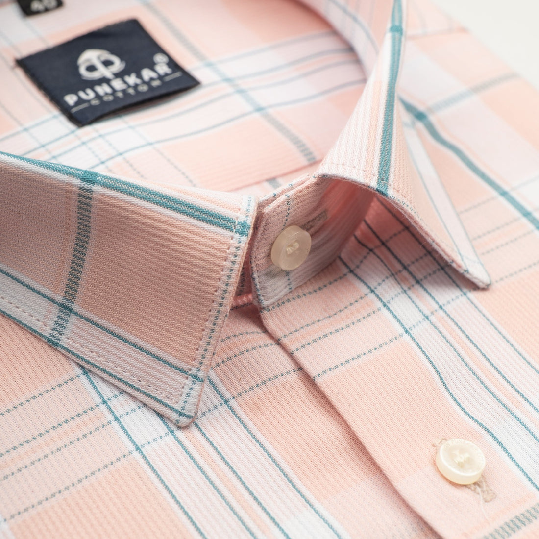Light Pink Color Tartan Checks Cotton Causal Shirt For Men - Punekar Cotton