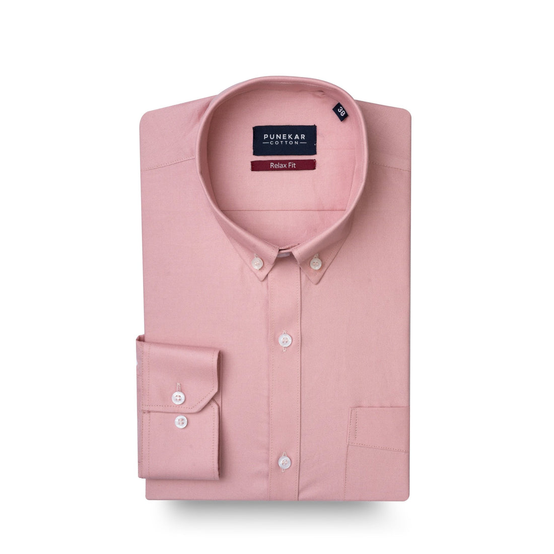 Light Rose Colour Cotton Oxford Button Down Collar Shirt For Men - Punekar Cotton