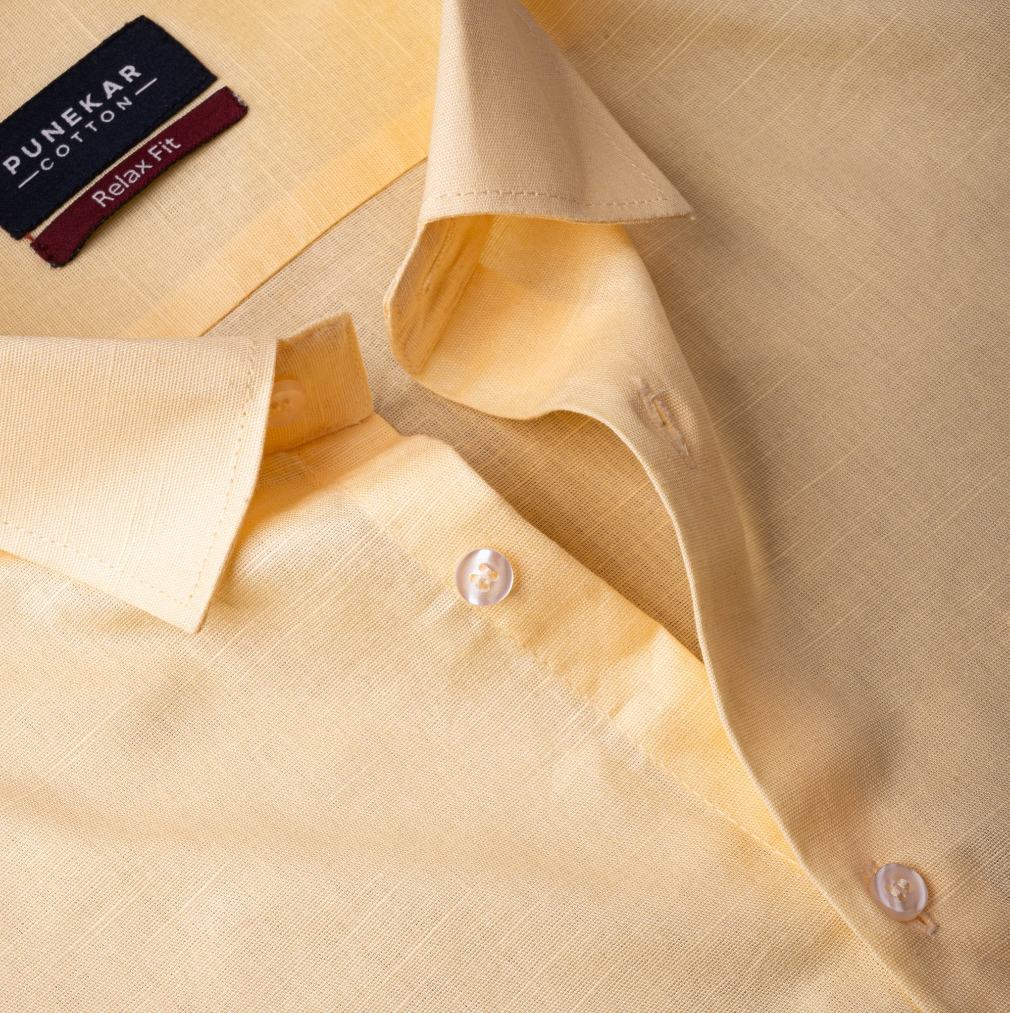 Light Yellow Color Solid Pure Cotton For Men - Punekar Cotton