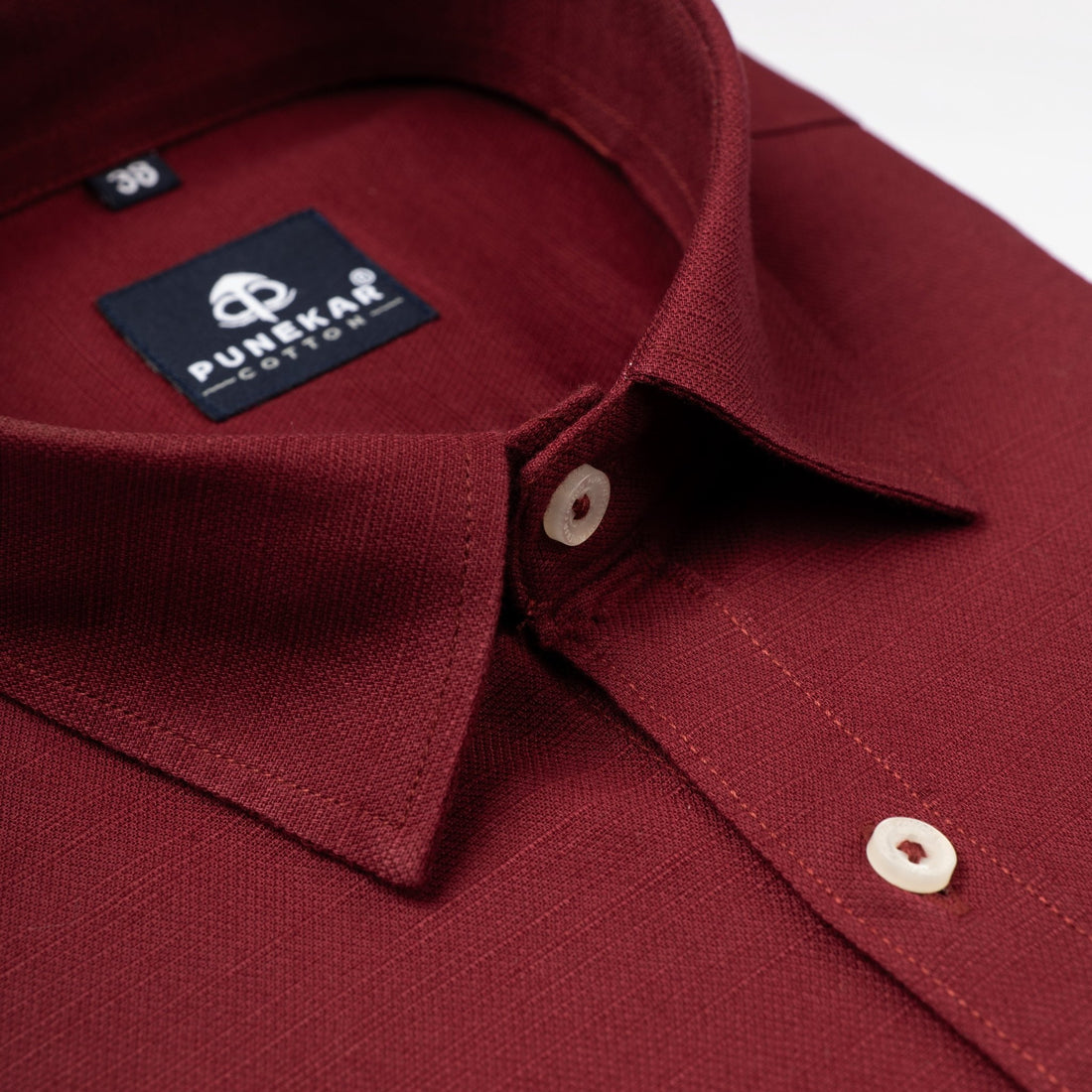 Maroon Color Cotton Linen Shirt For Men - Punekar Cotton