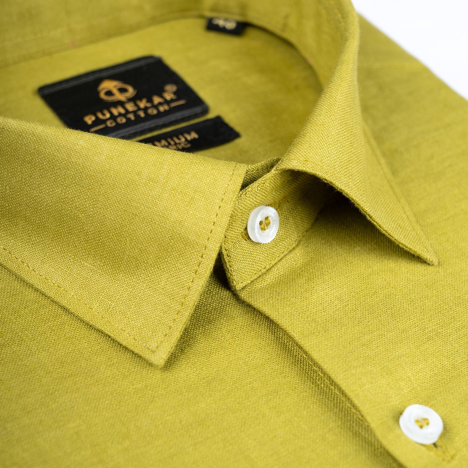 Mehndi 60Lea Pure Linen Shirt For Men - Punekar Cotton