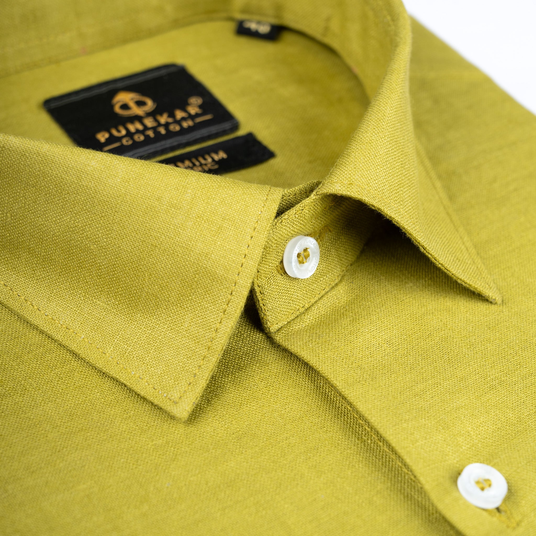 Mehndi 60Lea Pure Linen Shirt For Men - Punekar Cotton