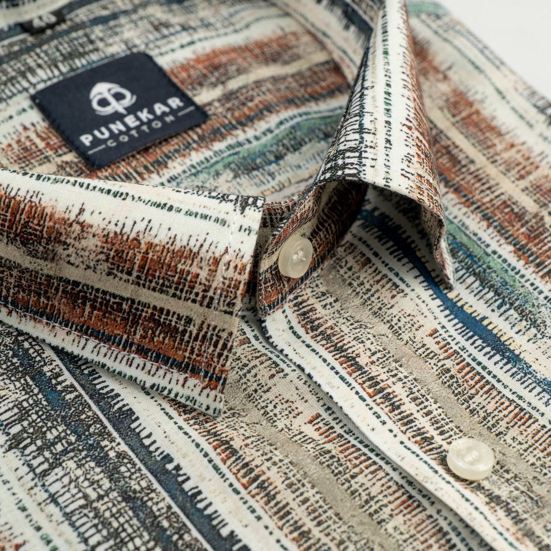 Multi Color Stripe Printed Wool Cotton Shirt For Men - Punekar Cotton