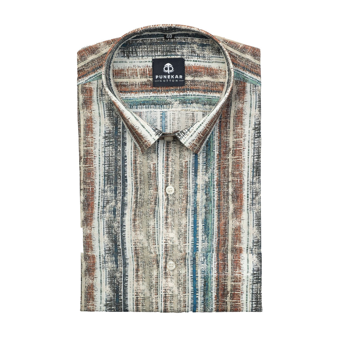 Multi Color Stripe Printed Wool Cotton Shirt For Men - Punekar Cotton