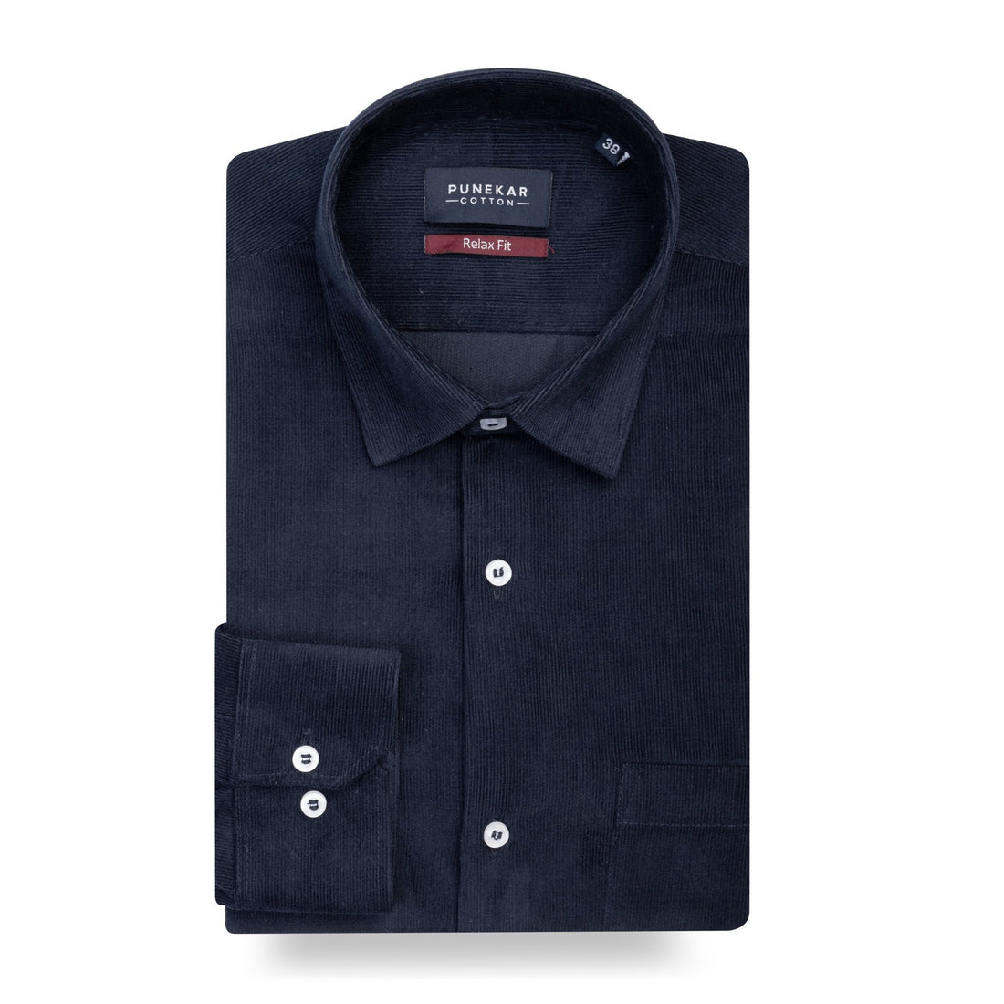 Navy Blue Color Corduroy Shirt For Men - Punekar Cotton