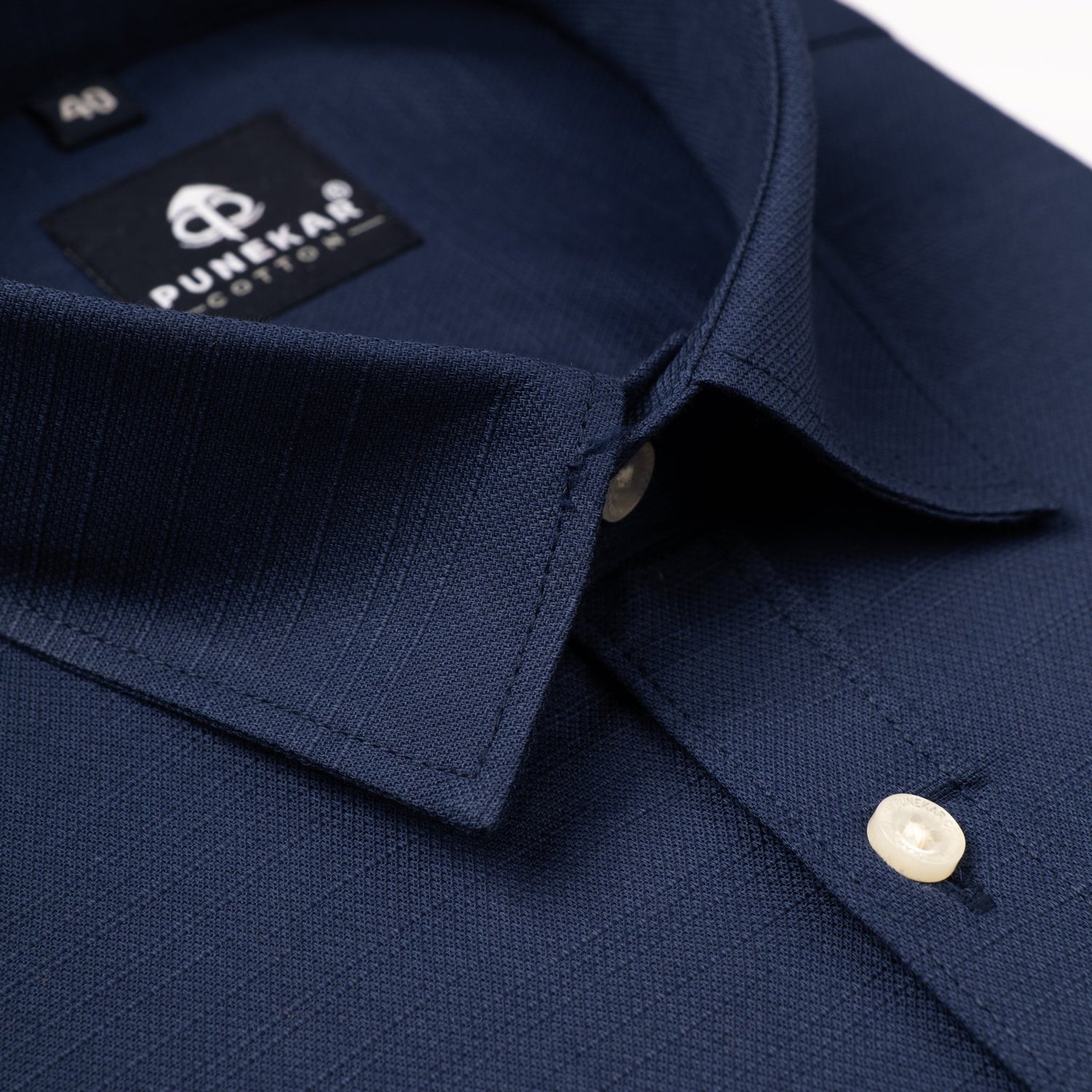 Navy Blue Color Cotton Linen Shirt For Men - Punekar Cotton