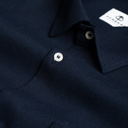 Navy Blue Color Waffle Texture Cotton Shirt For Men - Punekar Cotton