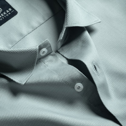 Ice Mint Softweave Cotton Tencel Textured Shirt For Men