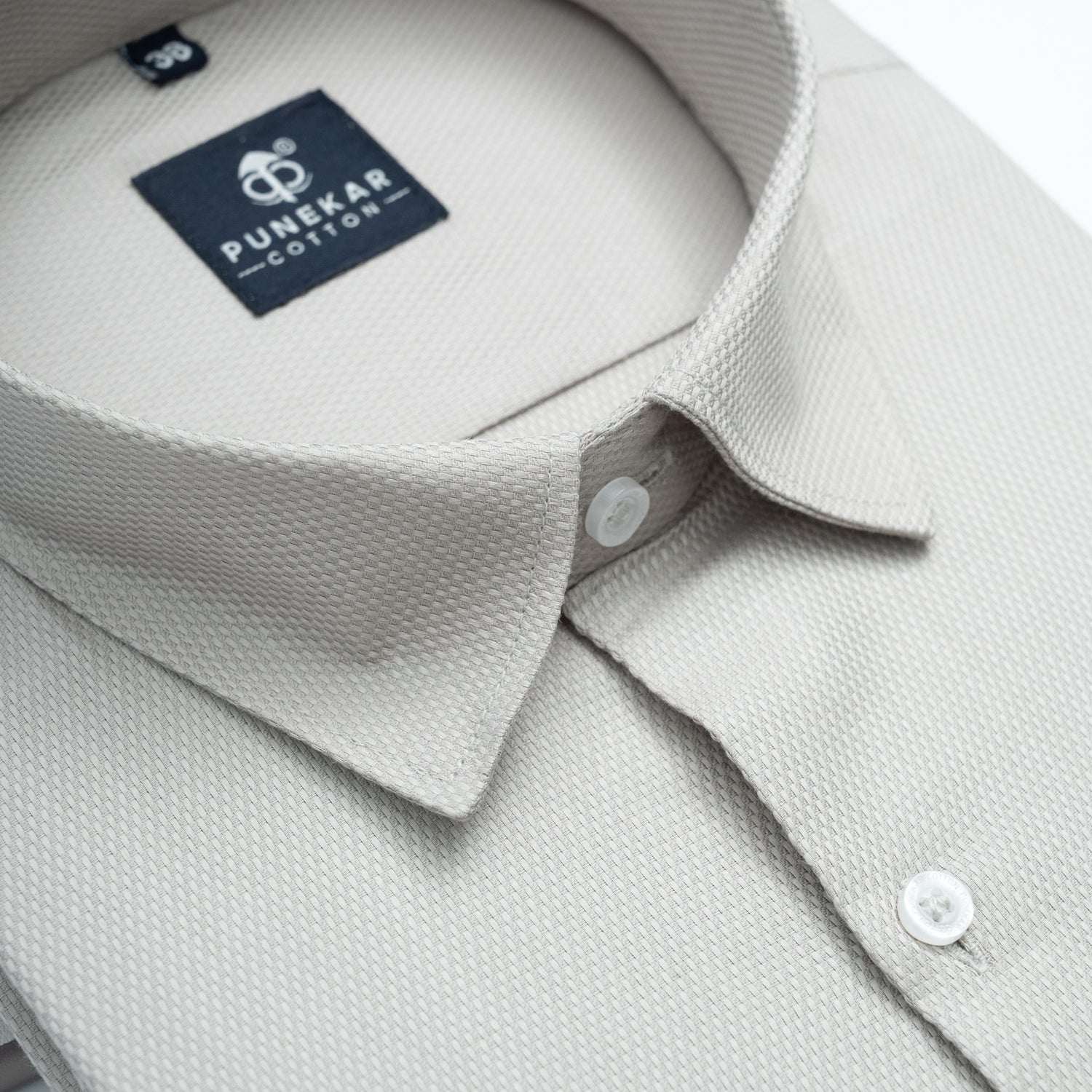 Grey Softweave Cotton Tencel Textured Shirt For Men