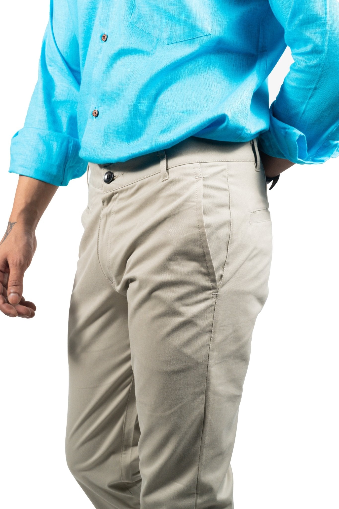 Off White Color Cotton Trouser Pants for Men - Punekar Cotton