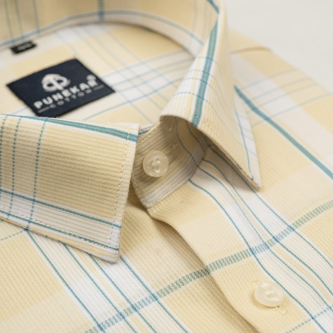 Peach Yellow Color Tartan Checks Cotton Causal Shirt For Men - Punekar Cotton