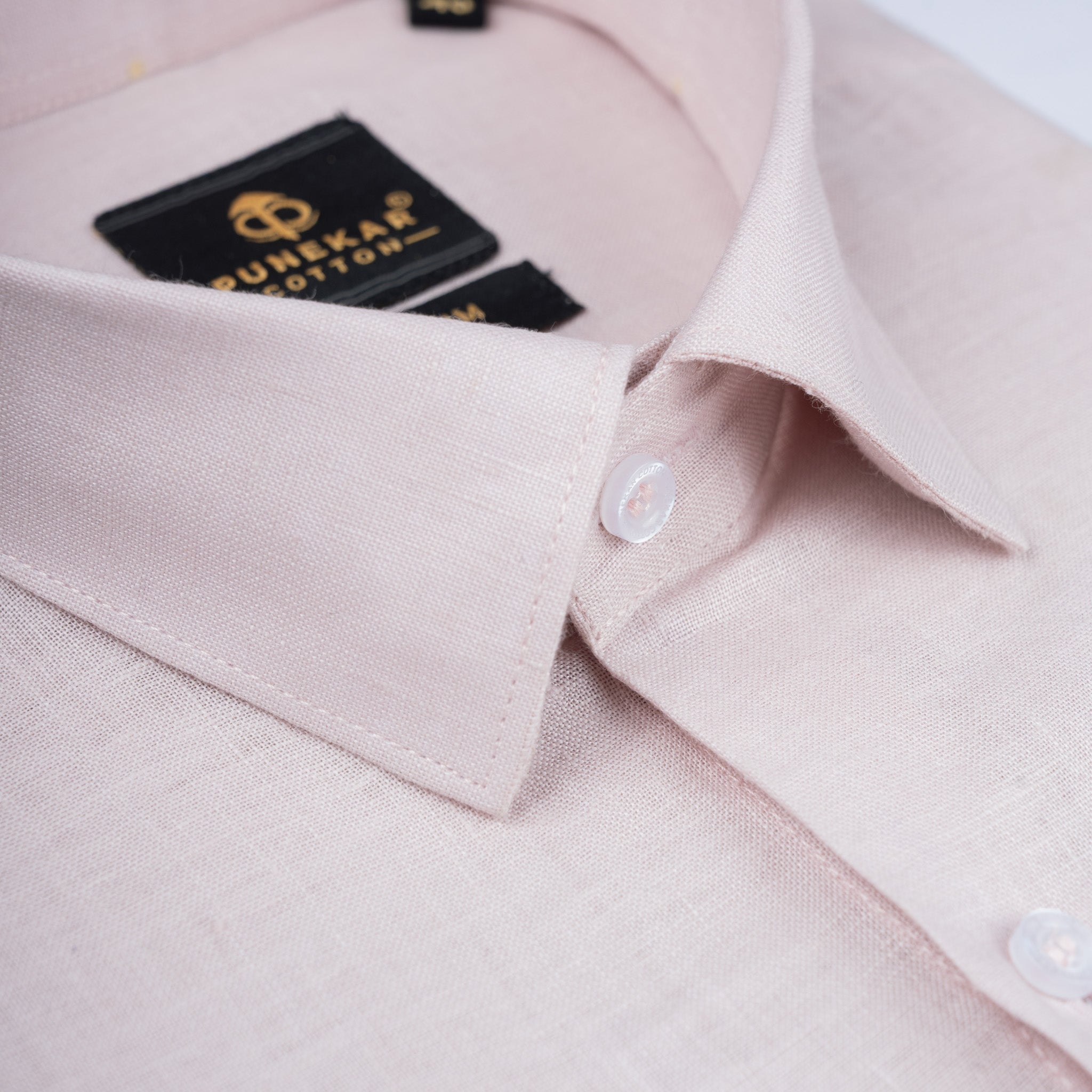 Pink 60Lea Pure Linen Shirt For Men - Punekar Cotton