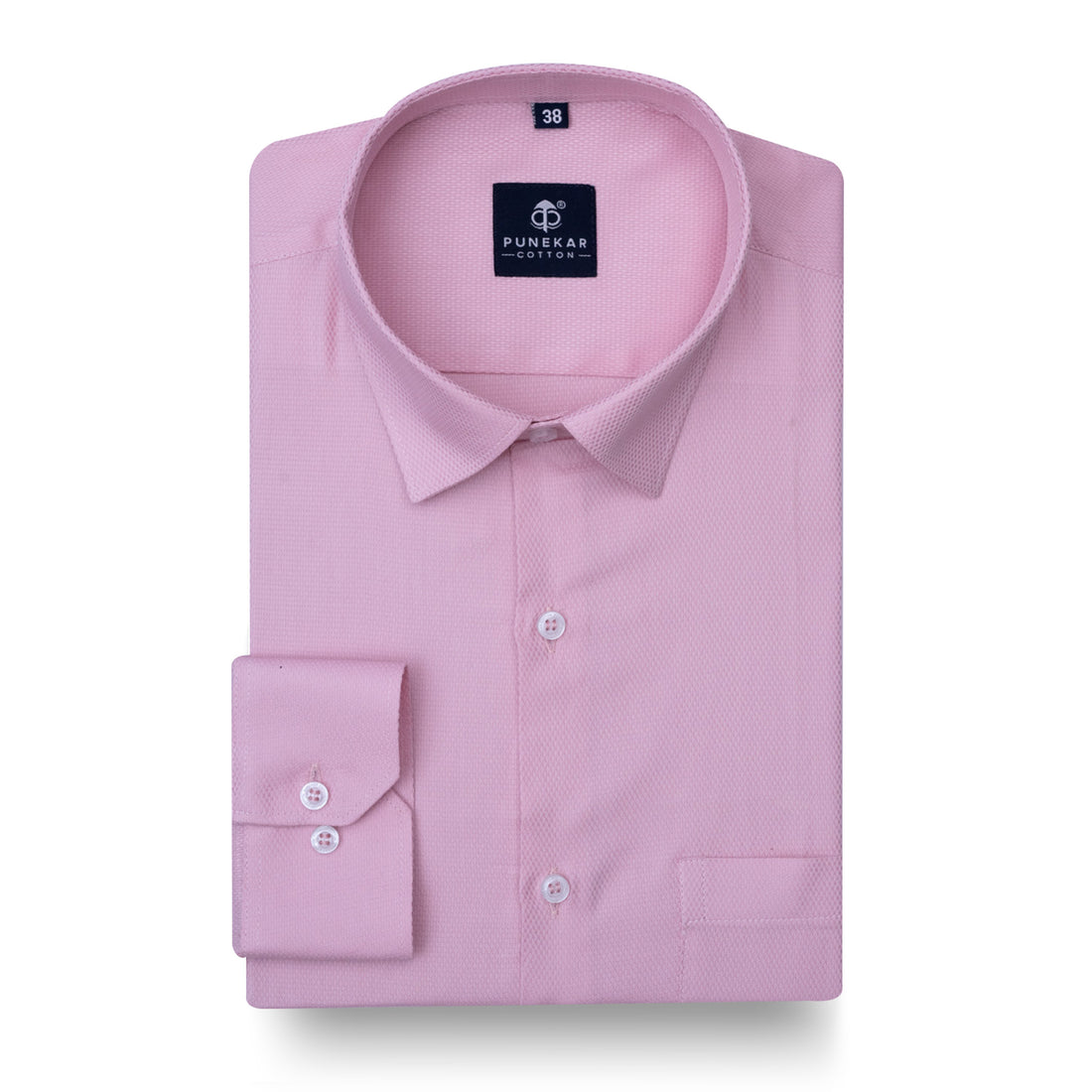 Powder Pink MattMini Textured Cotton Tencel Shirt For Men