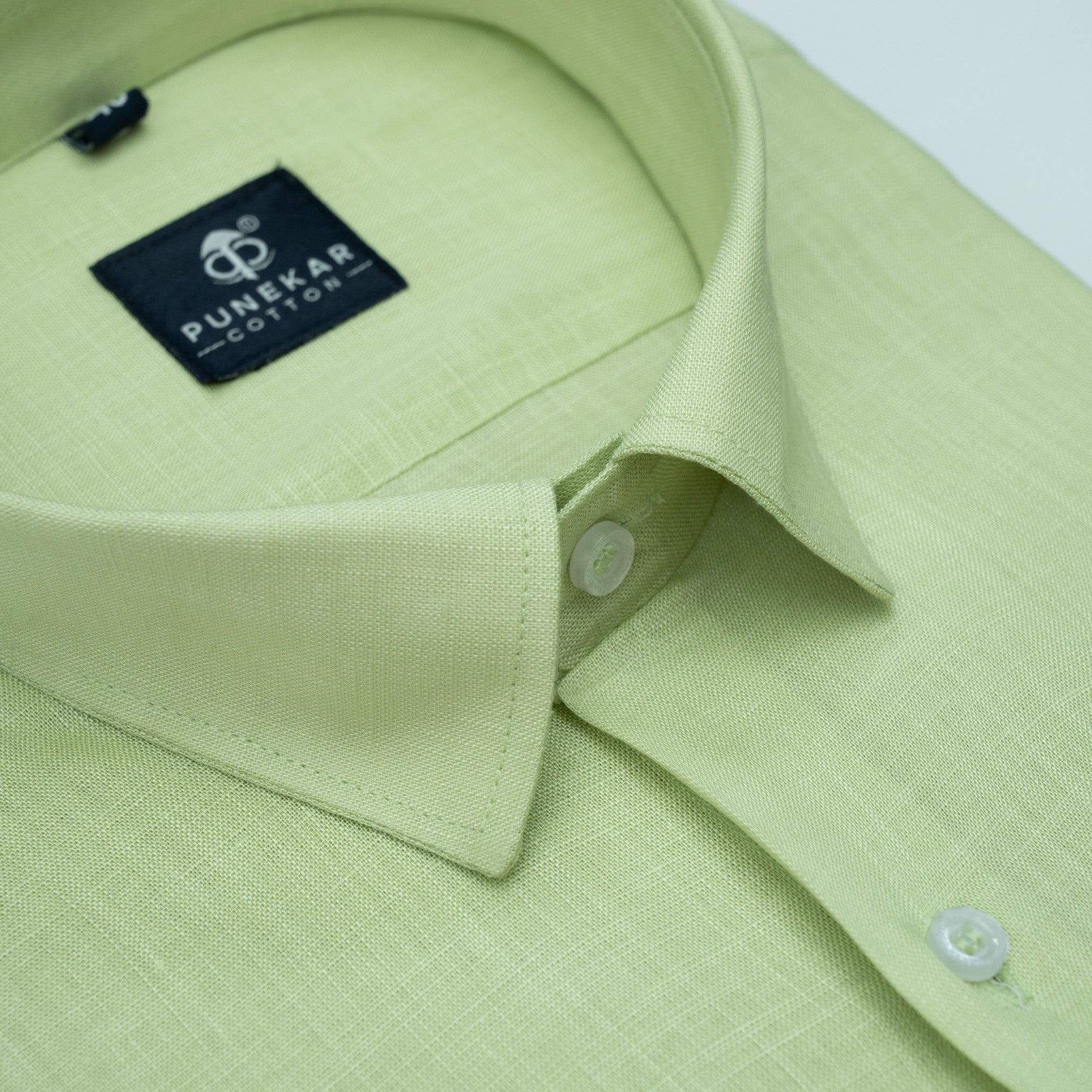 Pista Green Color 80s Lino Lyocell Shirt For Men - Punekar Cotton