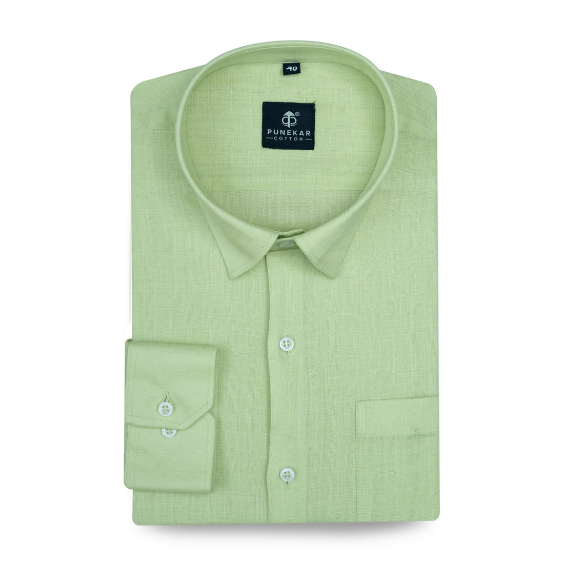 Pista Green Color 80s Lino Lyocell Shirt For Men - Punekar Cotton