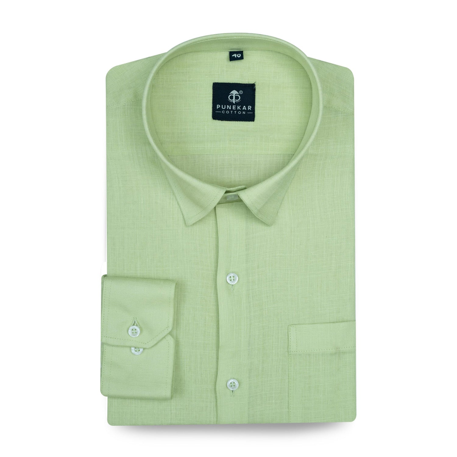 Pista Green Color 80s Lino Lyocell Shirt For Men - Punekar Cotton