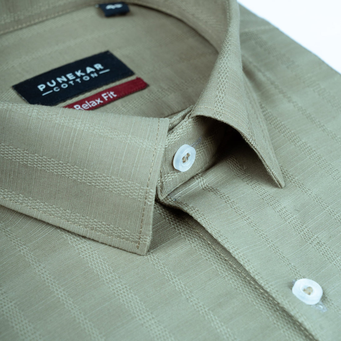 Pista Green Vertical Stripe Textured Jacquard Shirt for Men - Punekar Cotton