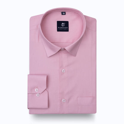 Powder Pink Softweave Cotton Tencel Textured Shirt For Men - Punekar Cotton