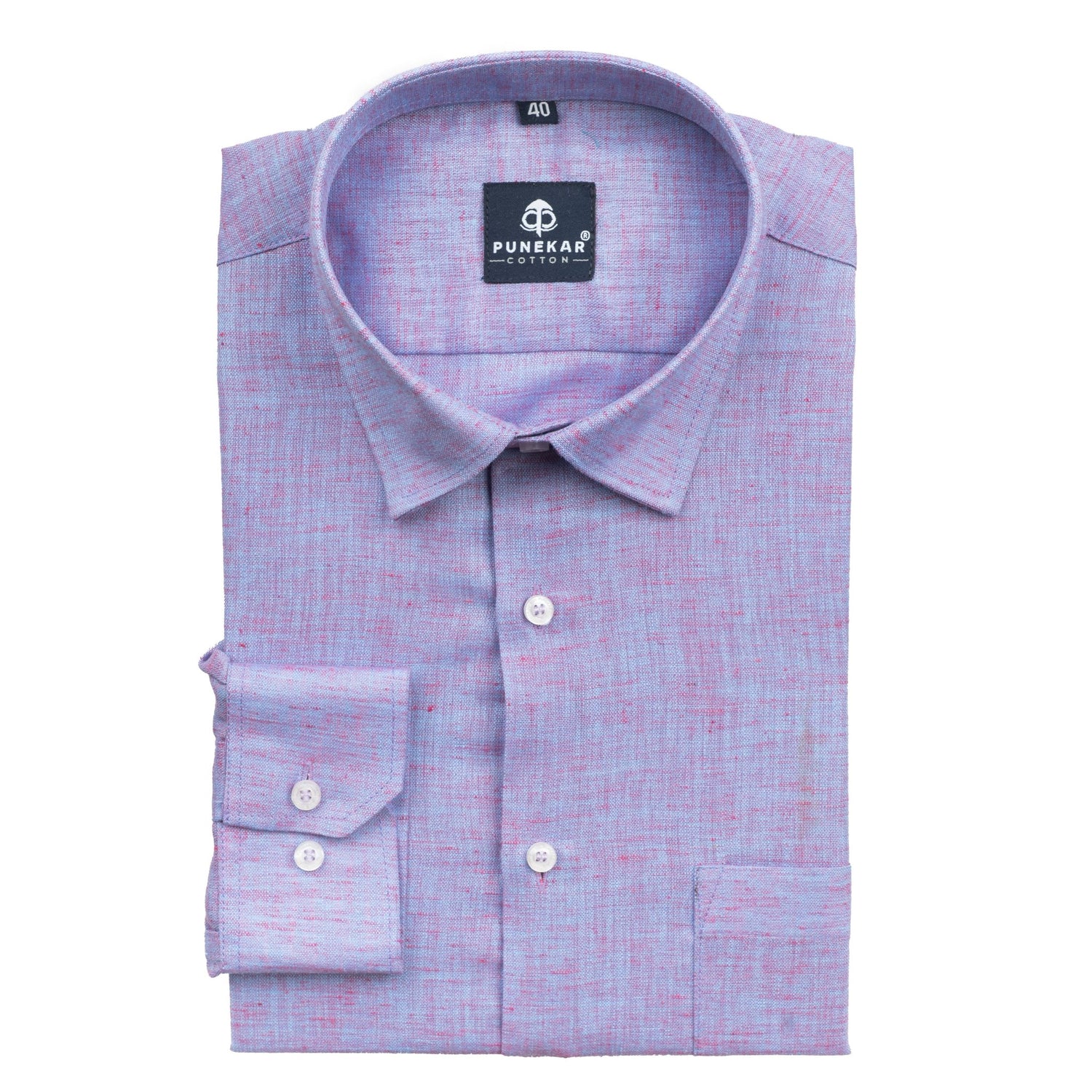 Purple Color Poly Cotton Shirt For Men - Punekar Cotton