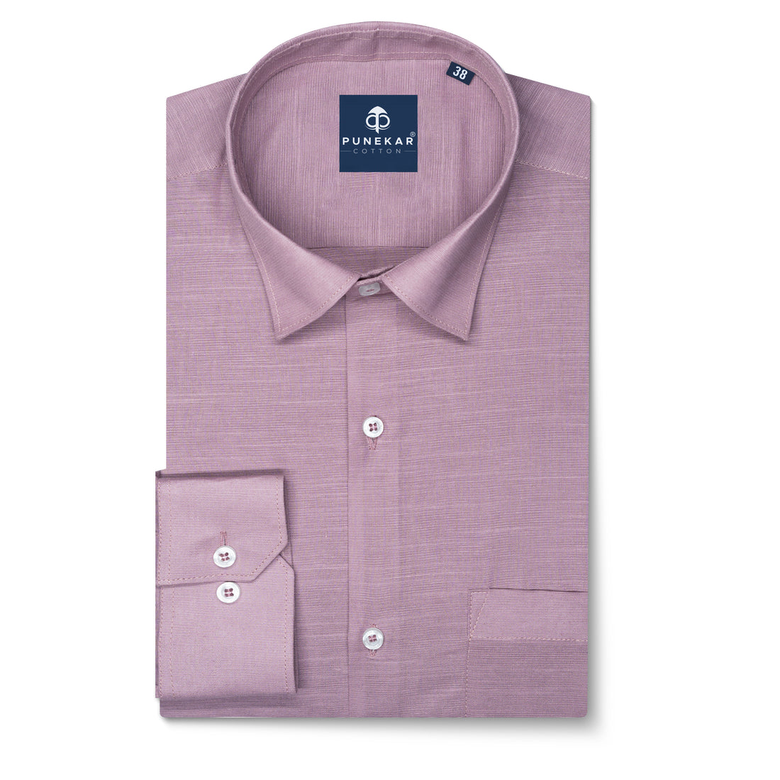 Rosy Brown Color Lining Texture Pure Cotton Shirt For Men
