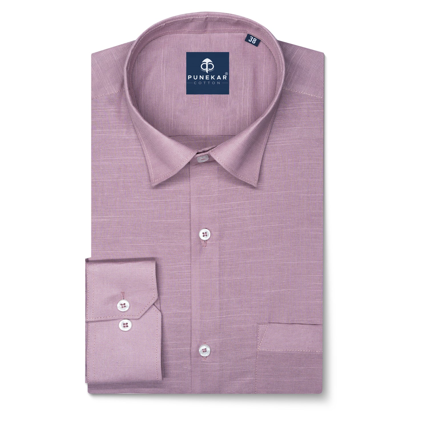 Rosy Brown Color Lining Texture Pure Cotton Shirt For Men