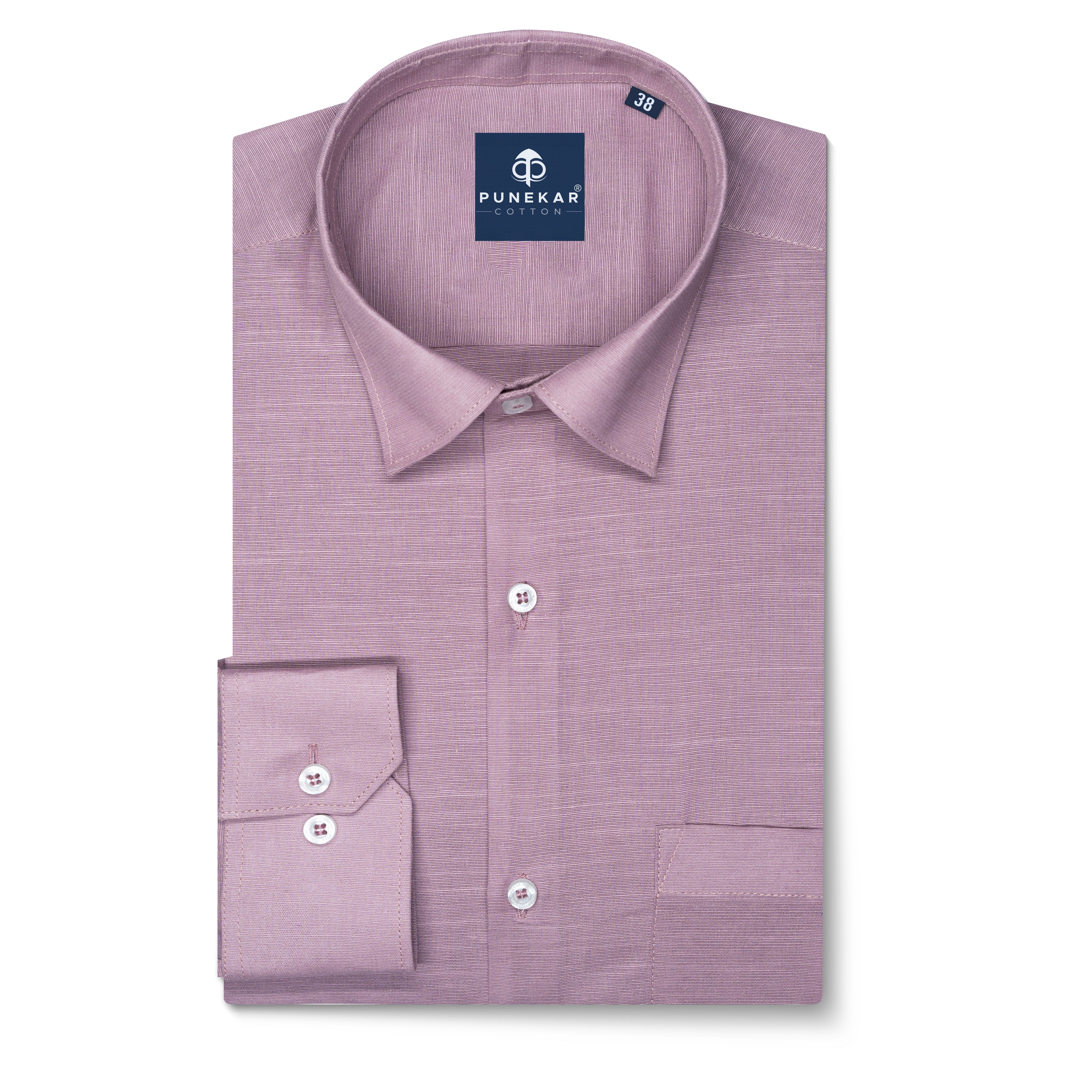 Rosy Brown Color Lining Texture Pure Cotton Shirt For Men
