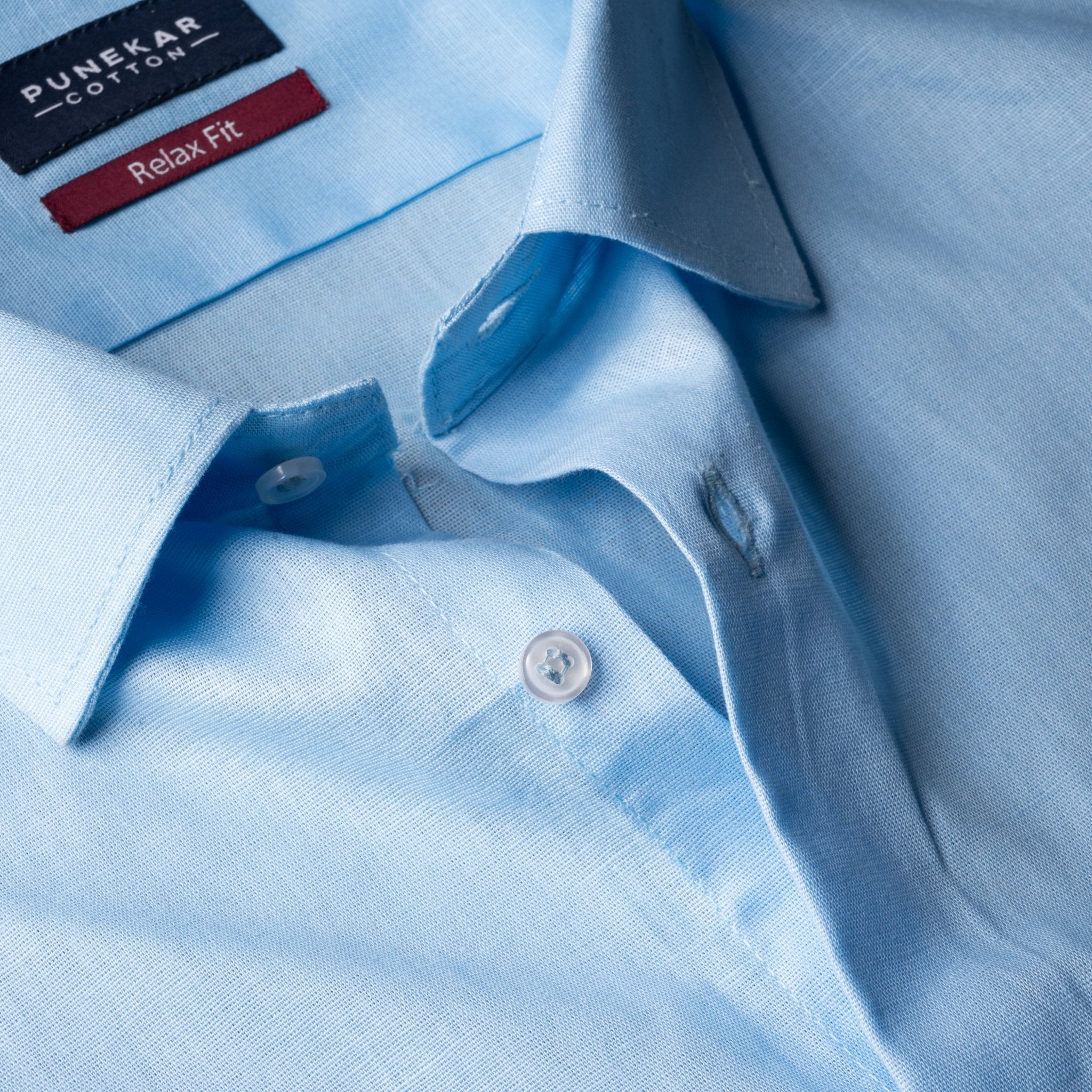 Sky Blue Color Solid Pure Cotton For Men - Punekar Cotton