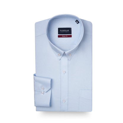 Sky Blue Colour Cotton Oxford Button Down Collar Shirt For Men - Punekar Cotton