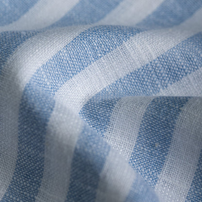 Sky Blue Vertical Stripes Cotton Linen Shirt for Men - Punekar Cotton