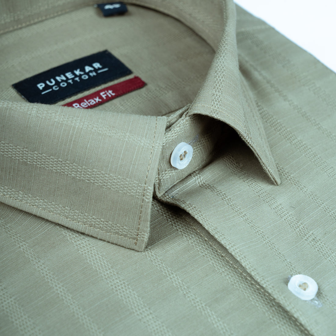 Pista Green Vertical Stripe Textured Jacquard Shirt for Men