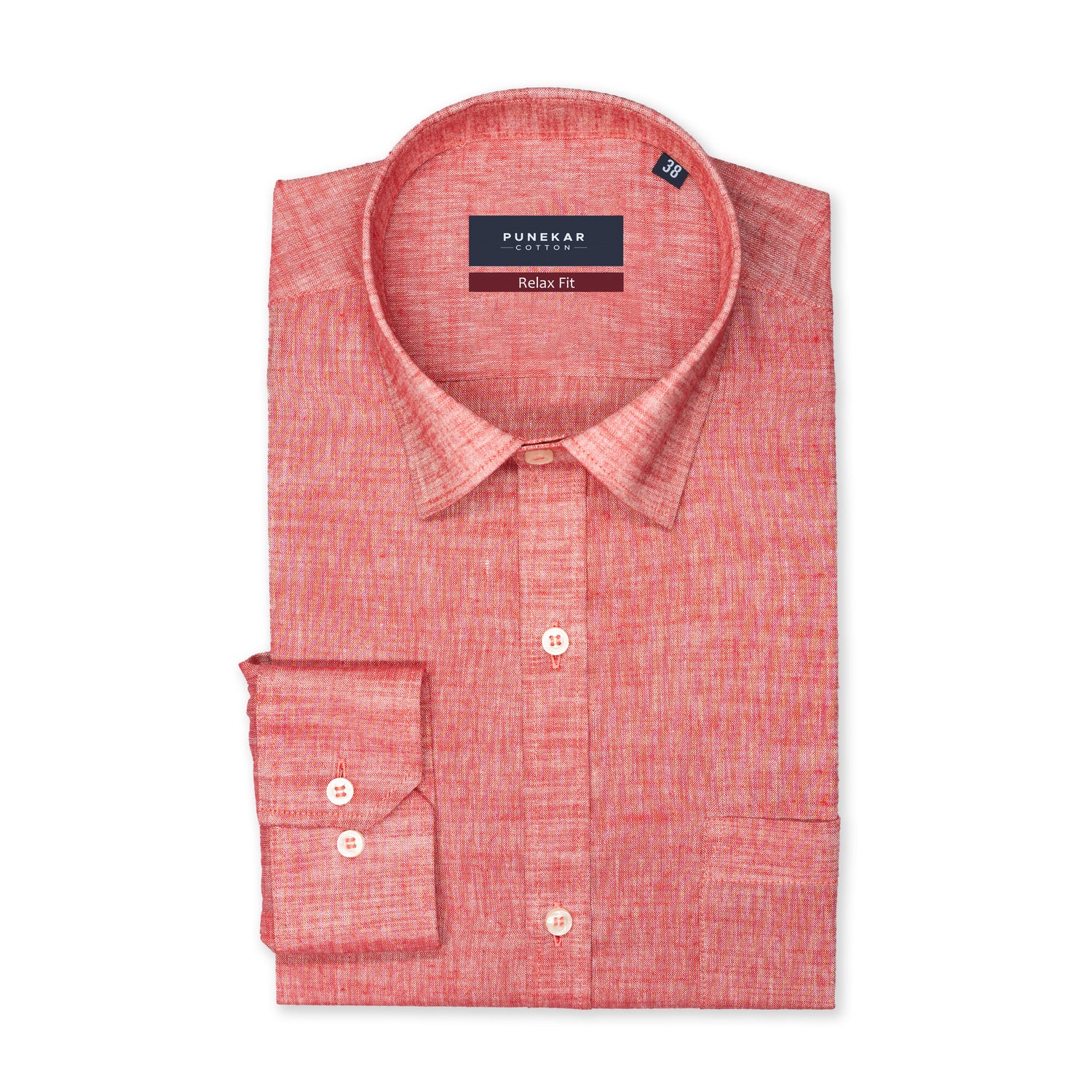 Light Red Color Poly Cotton Shirt For Men