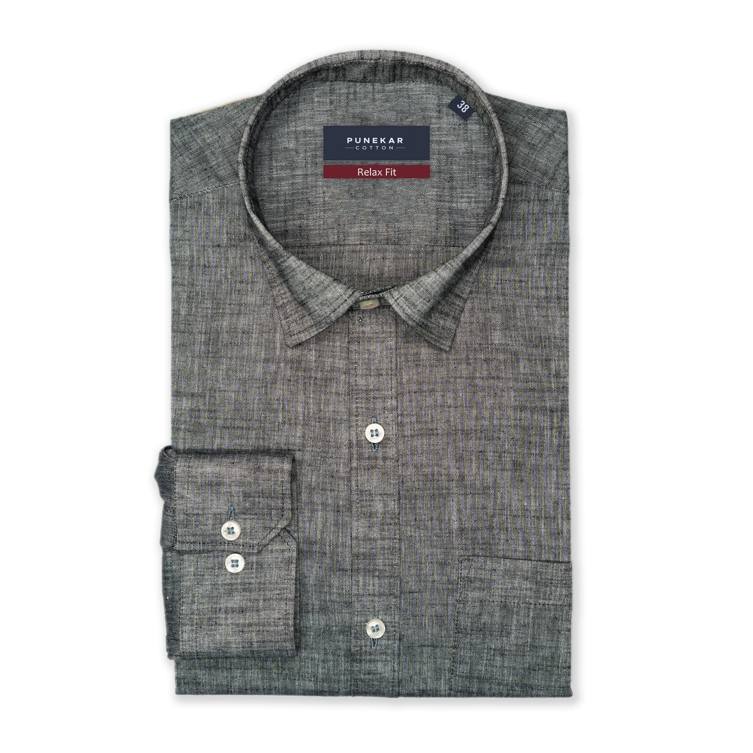 Grey Black Color Poly Cotton Shirt For Men