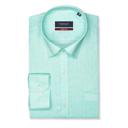 Mint Color Poly Cotton Shirt For Men