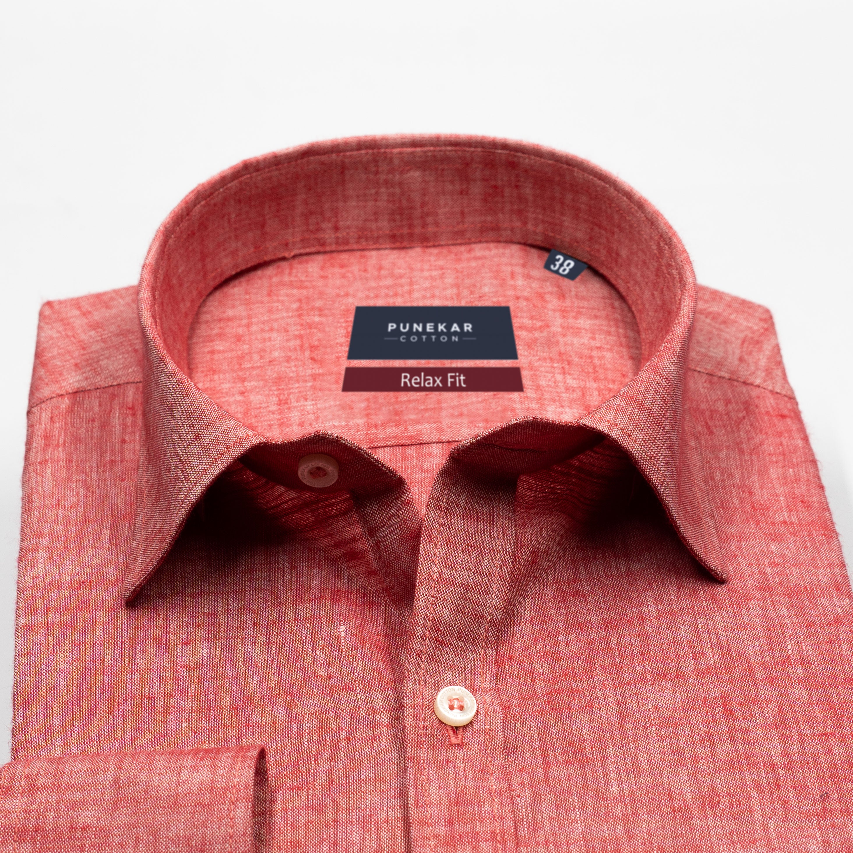 Light Red Color Poly Cotton Shirt For Men