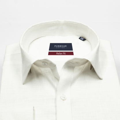 White Color Poly Cotton Shirt For Men