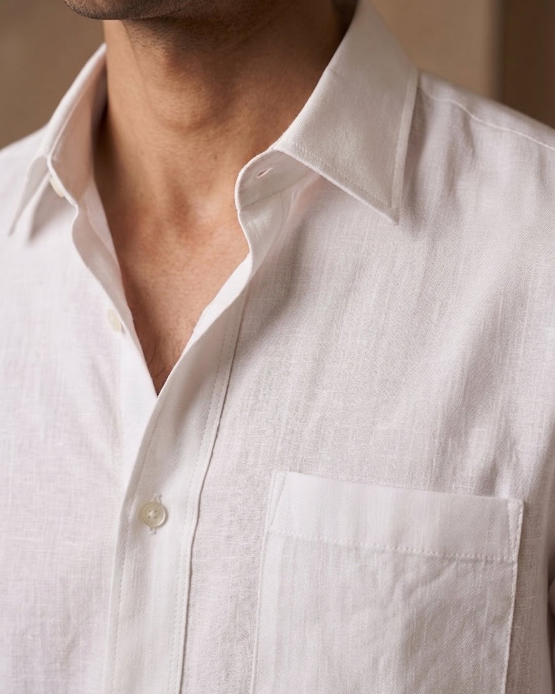 White Color 80s Lino Lyocell Shirt For Men - Punekar Cotton