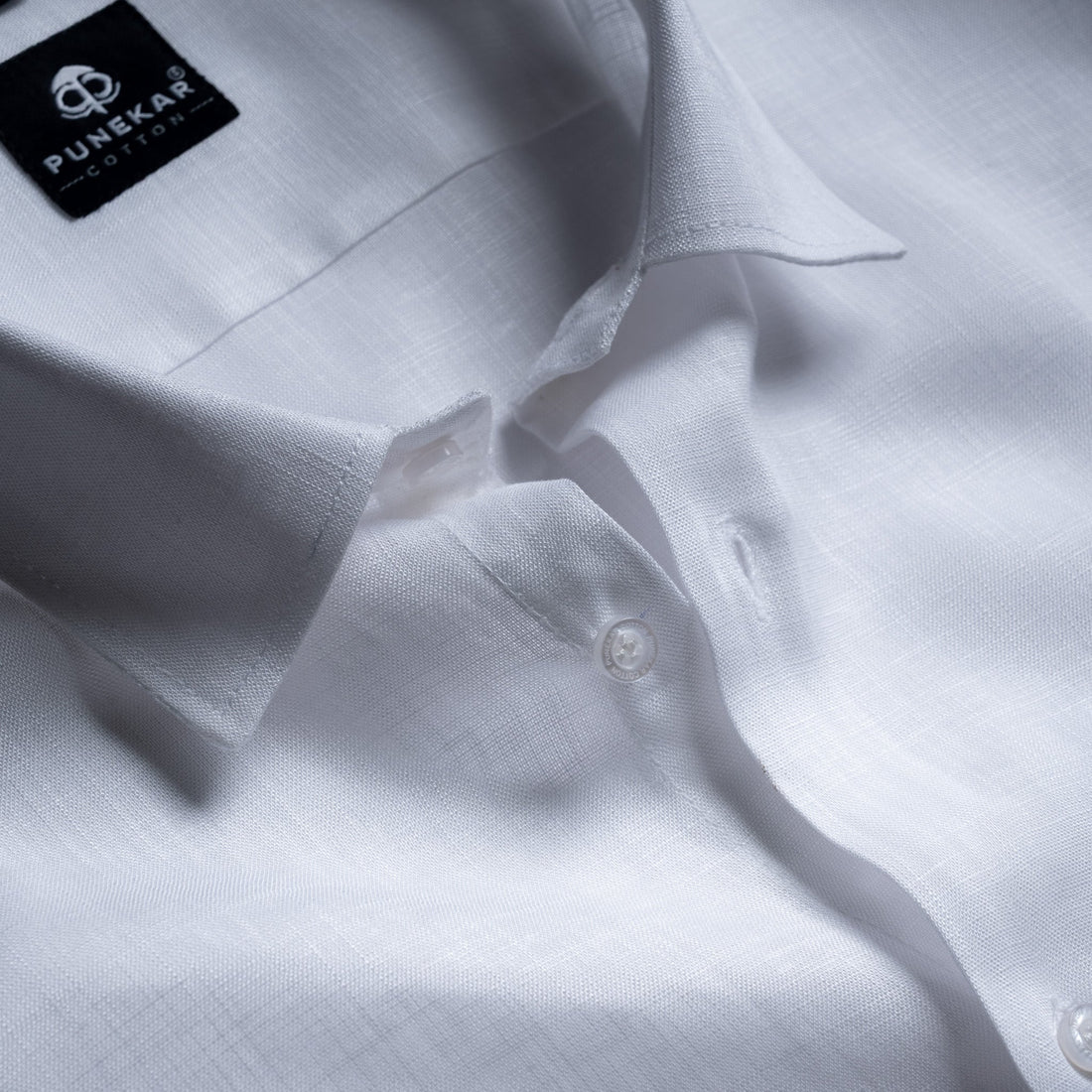 White Color 80s Lino Lyocell Shirt For Men - Punekar Cotton