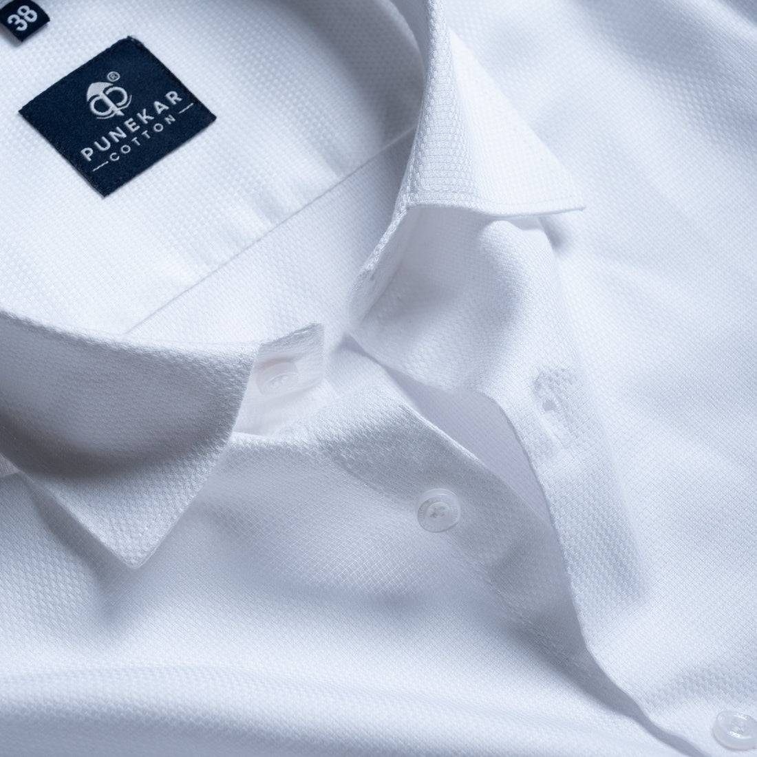 White Softweave Cotton Tencel Textured Shirt For Men - Punekar Cotton