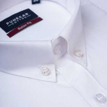 White Colour Cotton Oxford Button Down Collar Shirt For Men